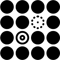 Icon with regular dots and two anomalies