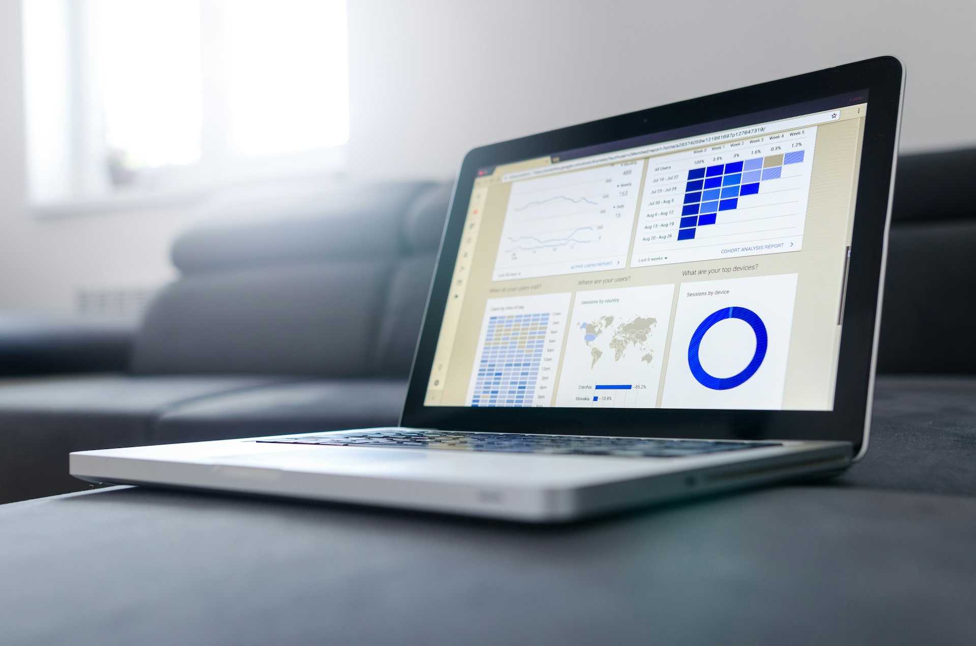 Computer with graphs and data
