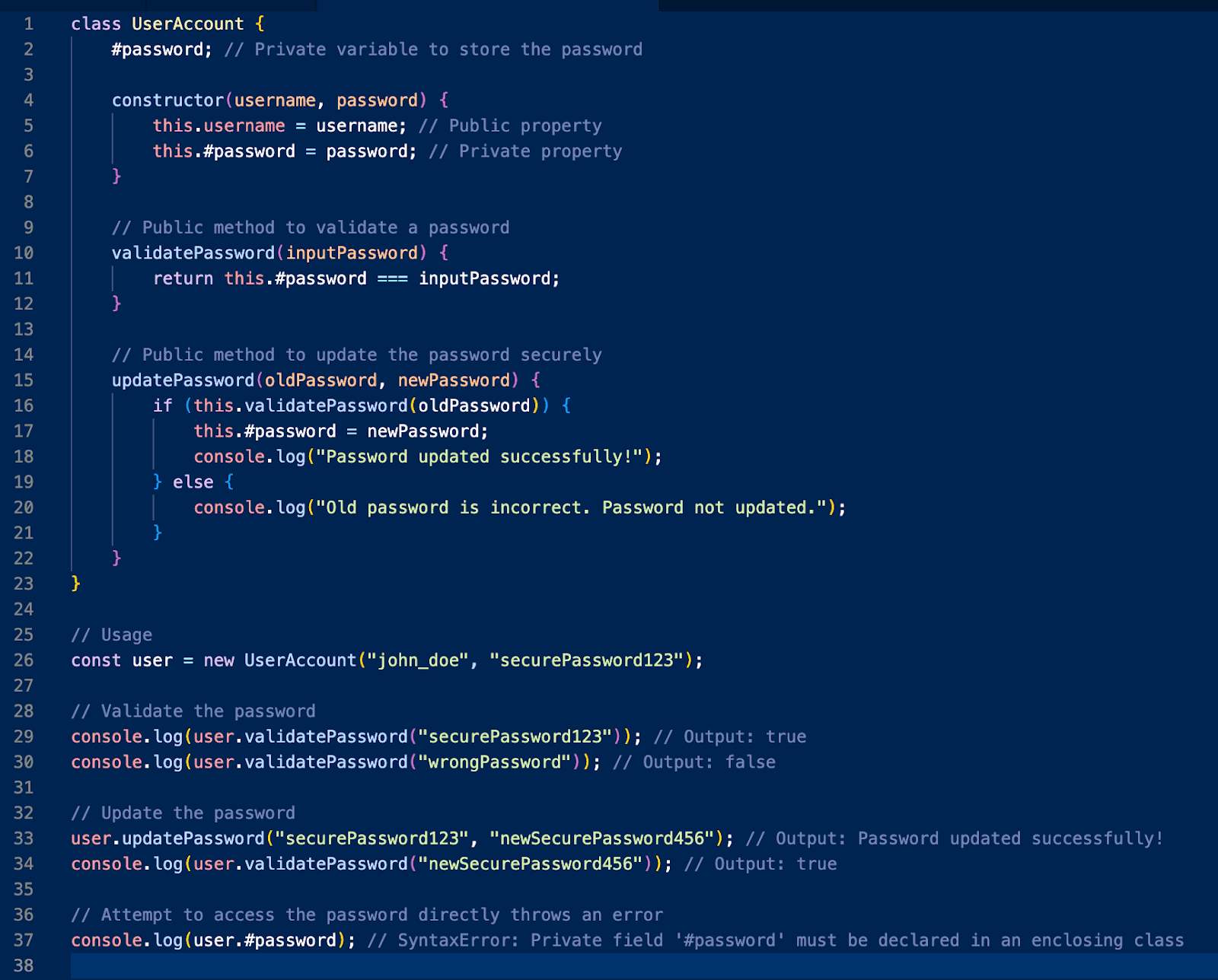 A block of javascript code