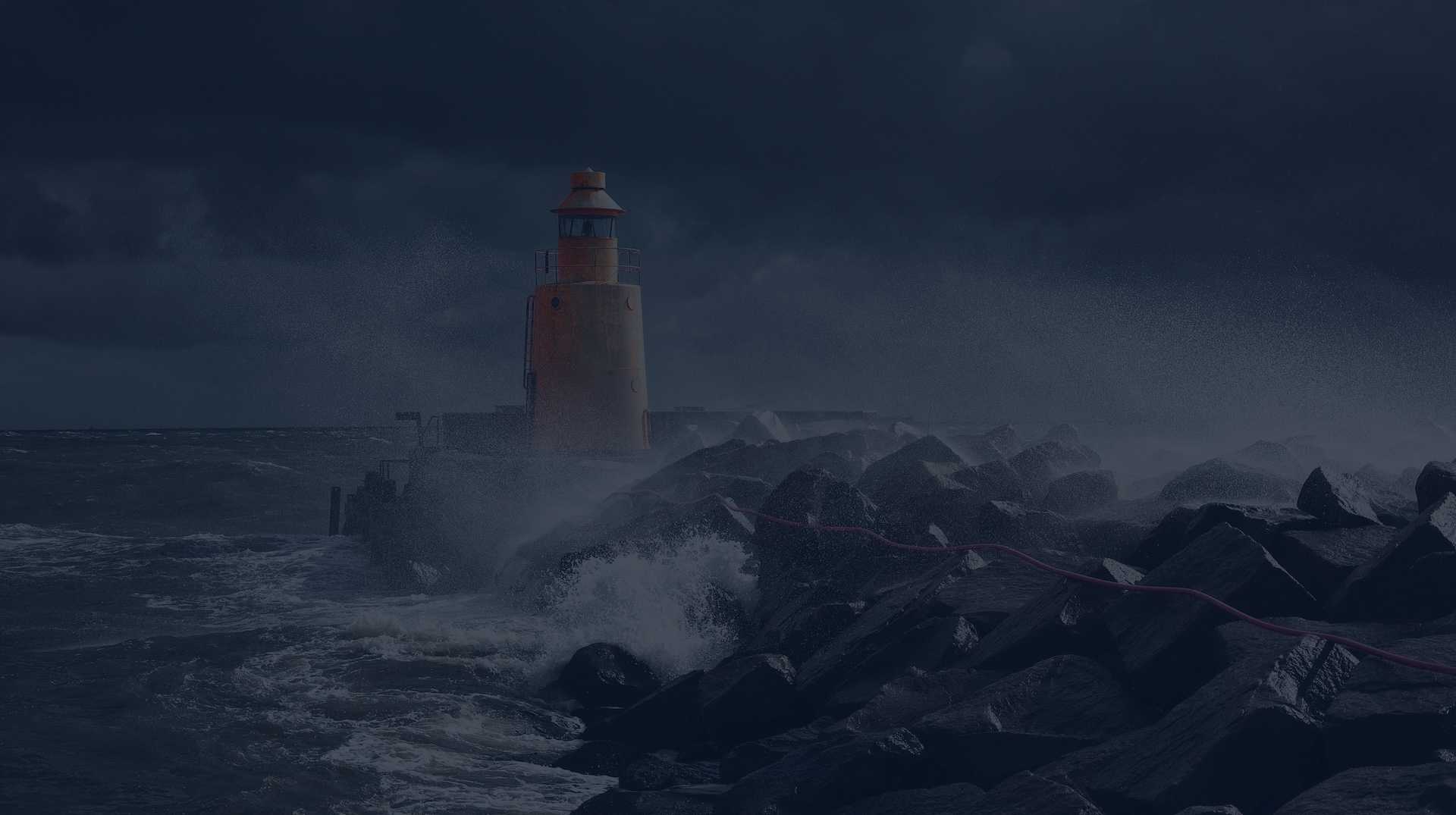 A lighthouse at the oceans edge