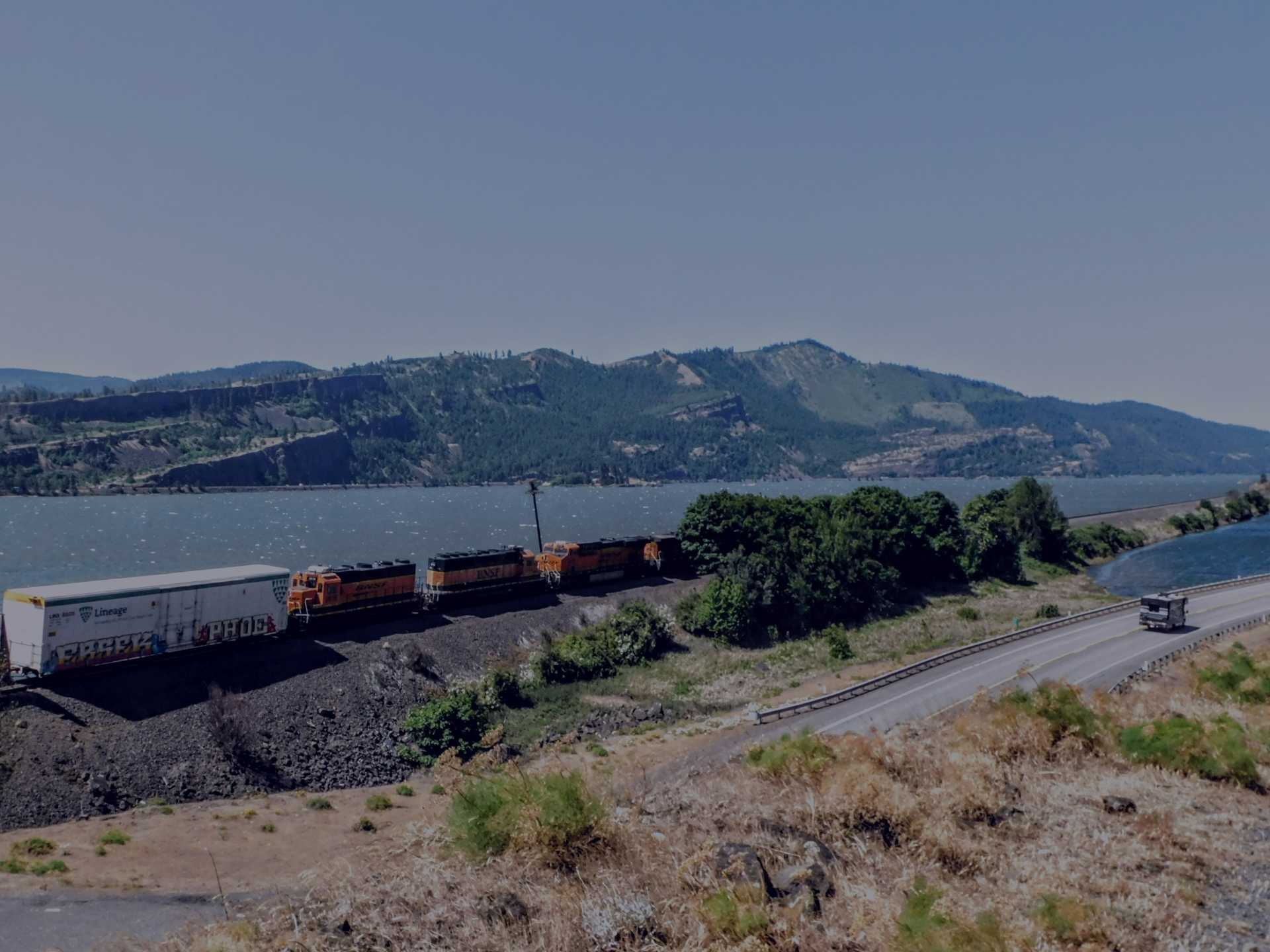 The open road, train track and ocean